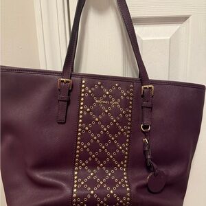 Michael Kors Plum Tote with Gold Accents